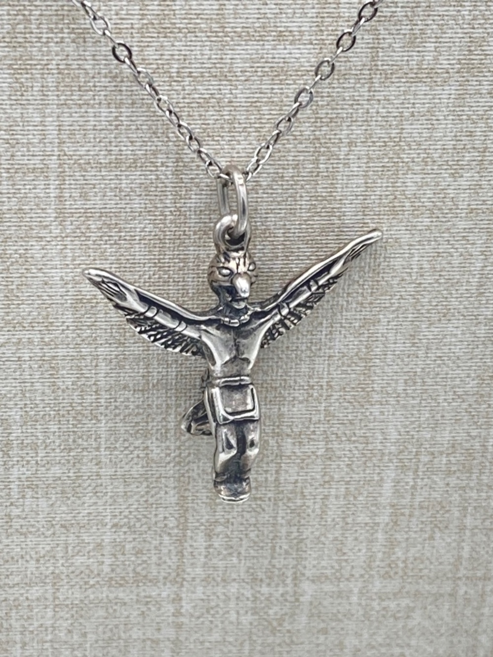 Vintage Sterling Silver Kachina Bird Dancer Figure Pendant Necklace 925 Chain